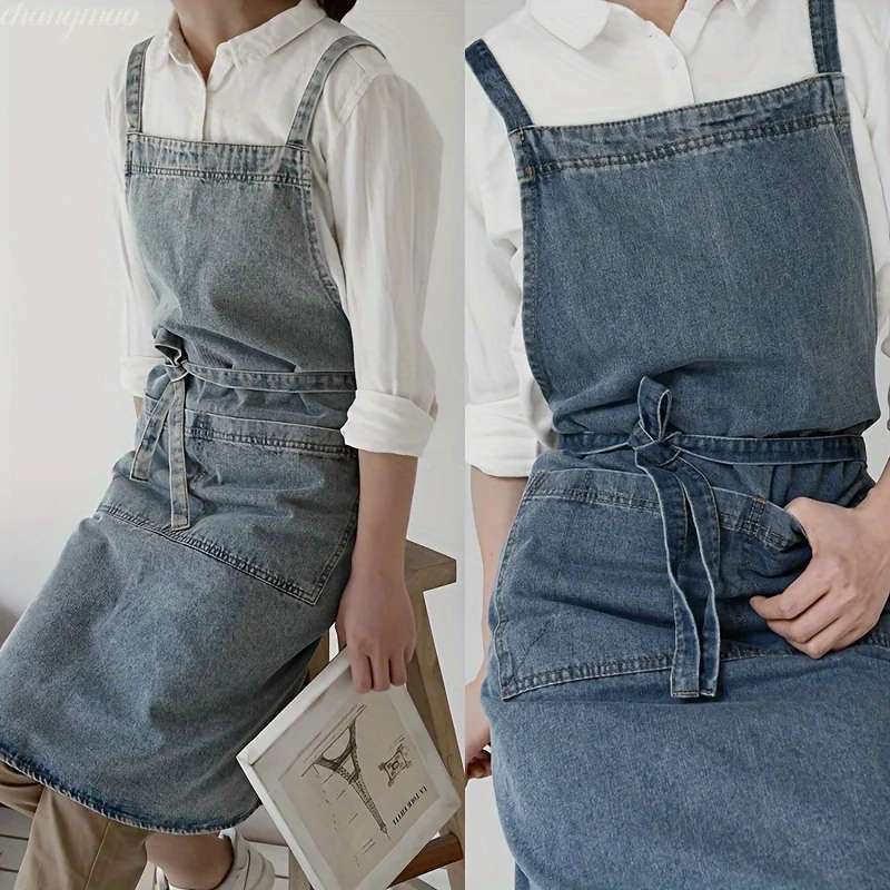 Baking Kitchen Set - Premium Cotton Denim Apron Stain‑Resistant Adjustable